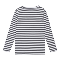 BIRKHOLM Stribet Rib Bluse Perfekt Hvid & Elefant Grå